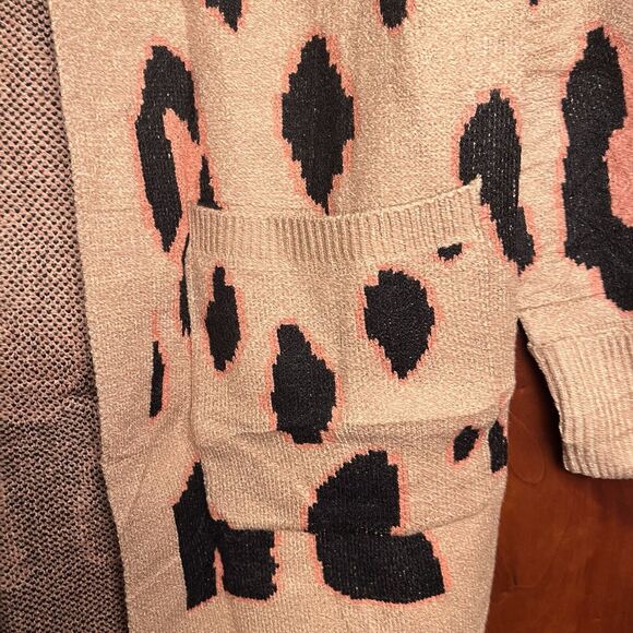 Zesica Leopard Knit Open Cardigan Sweater Women’s Small Oversized Long Sleeve - Picture 11 of 14